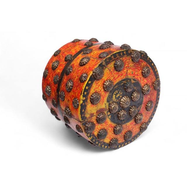 antique handpainted stunning wooden lacquerware spice box from afghanistan / pakistan a handpainted wooden lacquerware...