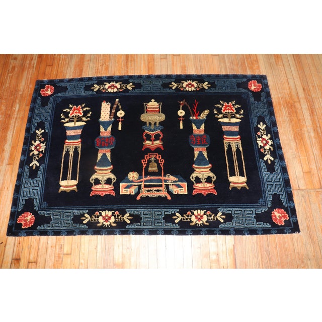 Folk Art Antique Chinese Peking Rug - 4'5" x 6'8" For Sale - Image 3 of 11