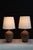 A pair of Pierre Digan influence lamps. Beautiful rich taupe glaze ceramic, . mounted on hand rubbed walnut bases. Hand...