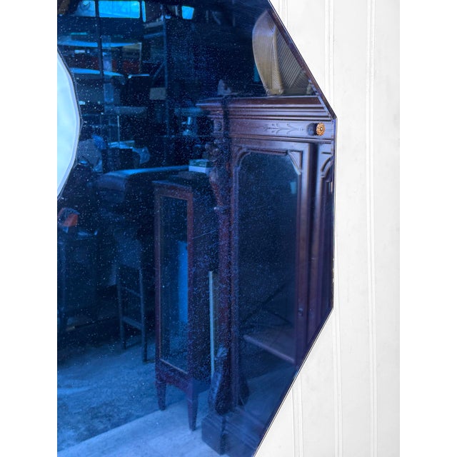 Vintage Art Deco Cobalt Blue Octagonal Wall Mirror - 28" For Sale - Image 10 of 10