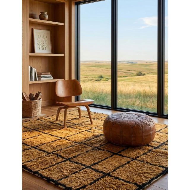 Brown Grid Moroccan Rug - 9.8 X 7 Ft For Sale - Image 9 of 9