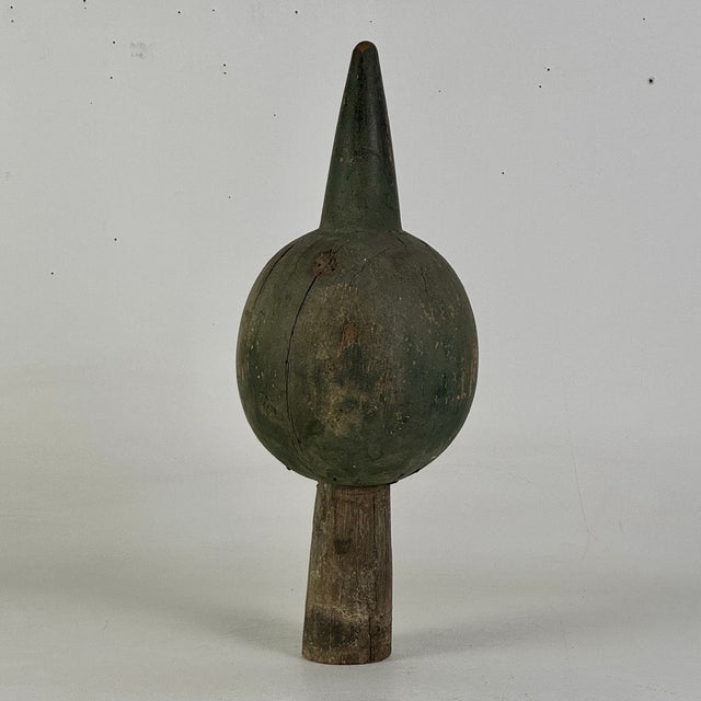 American Vintage Wood Green Painted Finial-Like Objet D'Art, Home Accent For Sale - Image 3 of 8