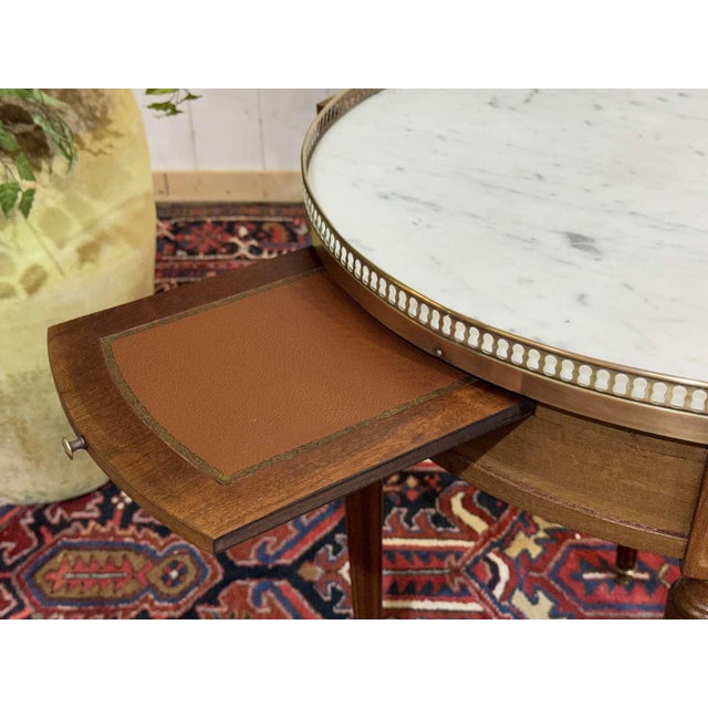 Brown Louis XVI Bouillotte Table in Mahogany with a Marble Top, 1960s For Sale - Image 8 of 12