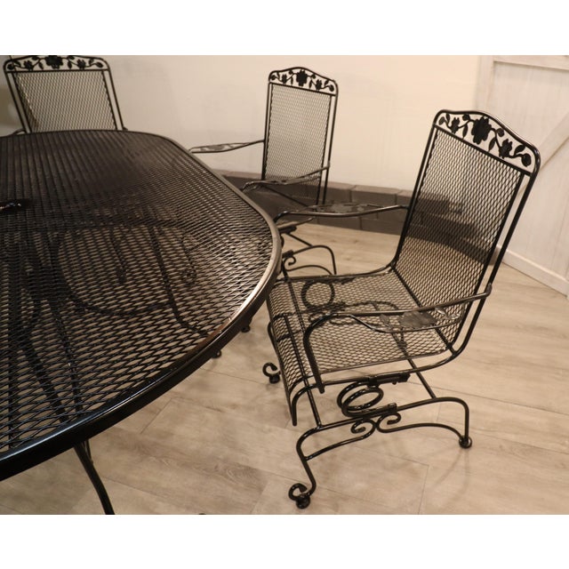 1960s Meadowcraft Dogwood Wrought Iron Patio Dining Set For Sale - Image 12 of 15