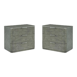 Pair of Grey Art Deco Nightstands With Drawers For Sale