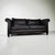 Black Black Leather Sofa With Carved Wood Base – Classic Rolled Arm Design For Sale - Image 8 of 9