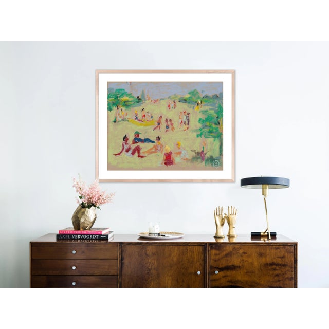DESCRIPTION: In the Park by Happy Menocal in Natural Maple Frame, Small Art Print SPECIFICATIONS: Type: Framed Paper....