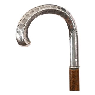 Antique Art Nouveau Silver Walking Stick Cane, 1890s For Sale