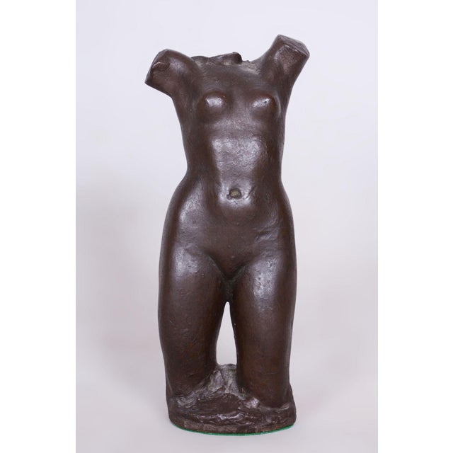Black Art Deco Nude Torso Statue in Ceramic, 1940s For Sale - Image 8 of 8