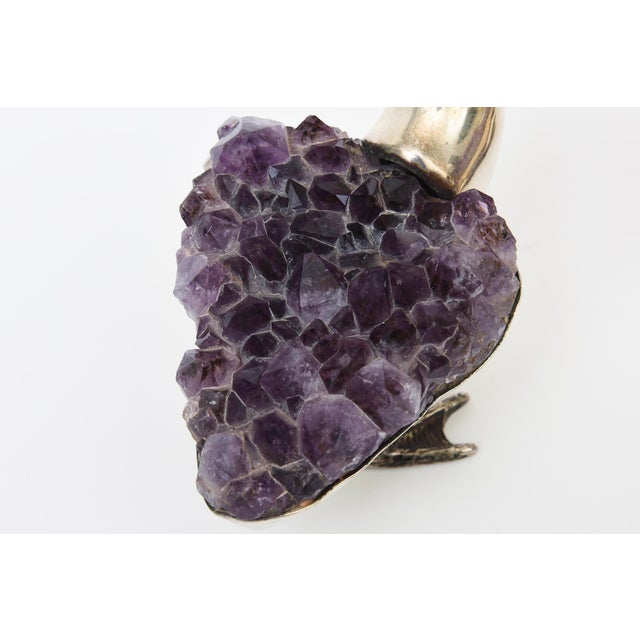 Signed Gerson Silver Plate and Amethyst Duck Sculptures Pair of 90's For Sale - Image 9 of 11