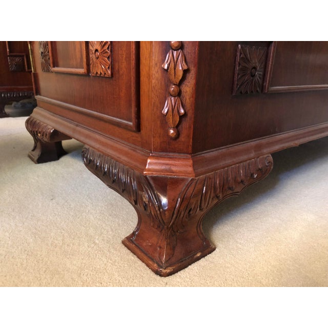 Traditional Early 20th Century Georgian Style Double Pedestal Mahogany Partners Desk For Sale - Image 3 of 11