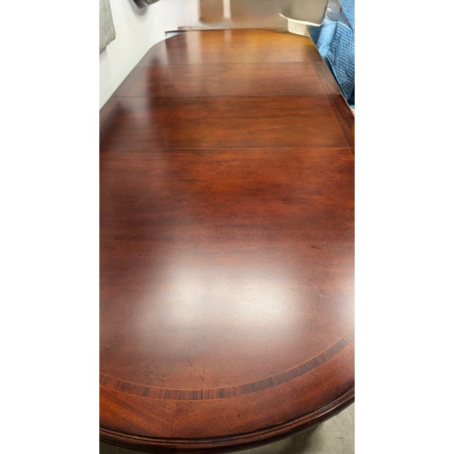 Late 20th Century 116" Long Oval Dining Table With Two 20" Removable Leaf Extensions For Sale - Image 12 of 14