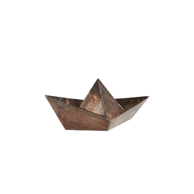 Modern Silver-Plated Paper Boat Sculpture, Paola C. By Aldo Cibic Italy 1980s For Sale - Image 16 of 17