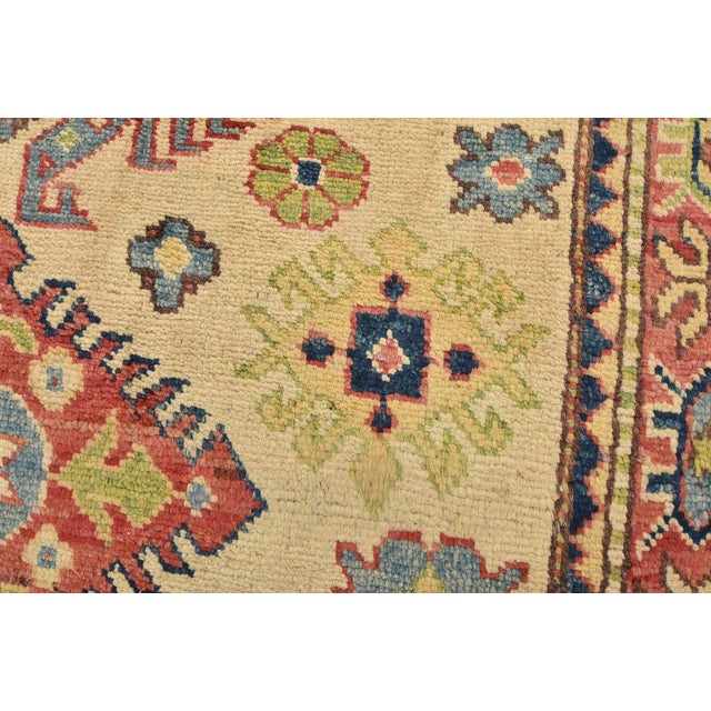 Kazak Rug 3’3” X 4’11” Beige Wool Tribal Hand-Knotted Oriental Carpet For Sale - Image 4 of 12