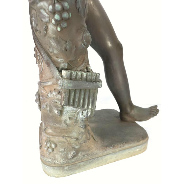 Large 34" Antique Grand Tour Mythological Roman Bronze Sculpture of Pan or a Youthful Faun For Sale - Image 16 of 18