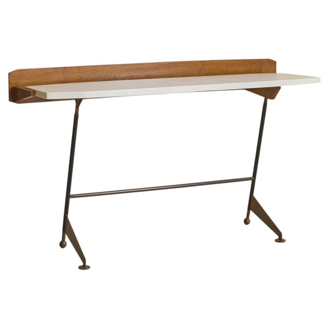 Italian Mahogany Console or Desk in the Manner of Luigi Fornasari, 1950s For Sale