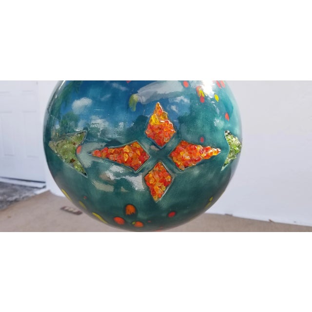 Vintage Mid-century Ceramic Glazed Pendant Lamp For Sale - Image 4 of 12