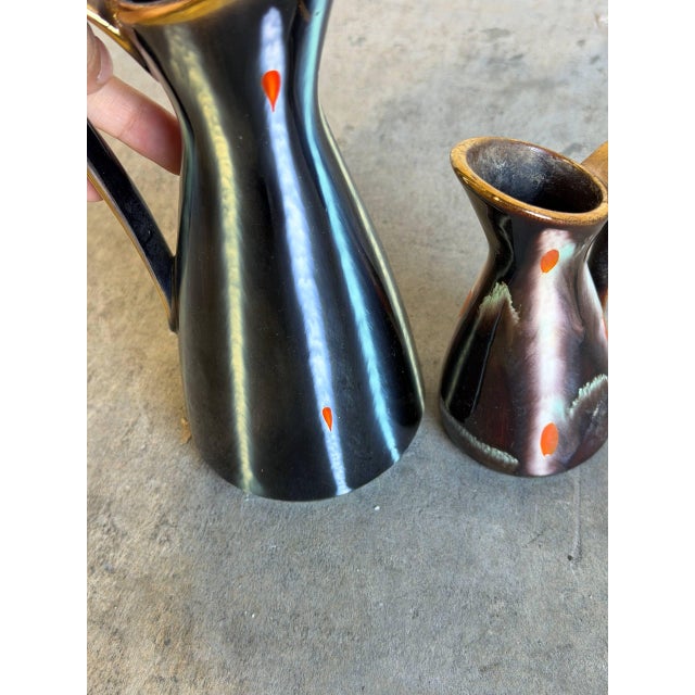 Brown Vases and Candleholders Set of Two in Earthy Ceramic Glaze Mid-Century Modern For Sale - Image 8 of 10