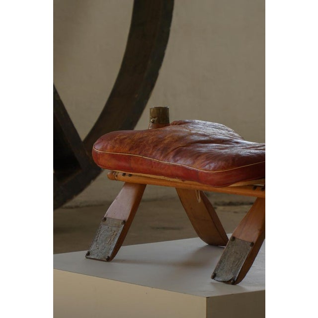 20th Century Dark Red Moroccan Camel Saddle Footstool, North Africa, 1940s For Sale - Image 3 of 18