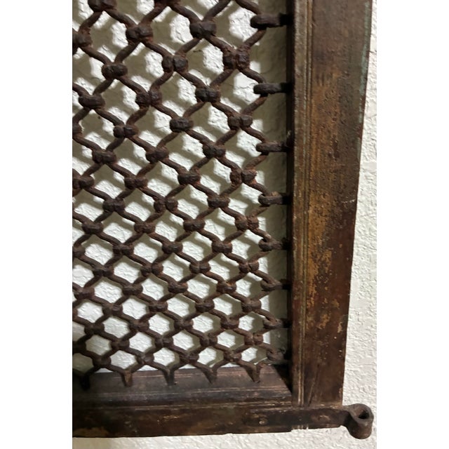 Metal Antique Middle Eastern Iron Jali Window Shutters, Pair For Sale - Image 7 of 12