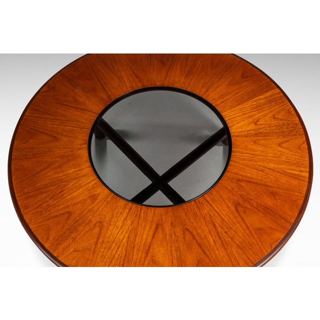 Mid-Century Danish Modern "Donut" Table in Solid Teak W/ Glass Inlay & Brass Detailing Attributed to G-Plan, England, C. 1970s For Sale In Orlando - Image 6 of 17