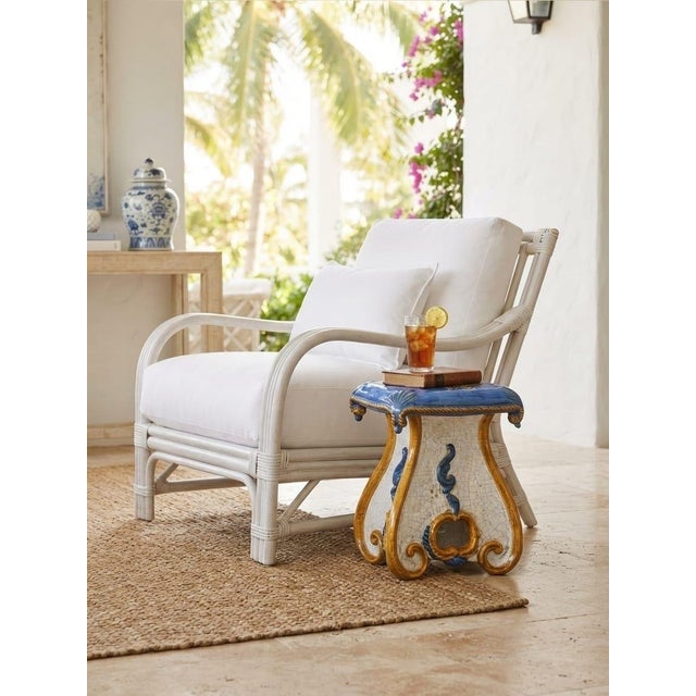 Blue Vintage Italian Majolica Hand-Painted Ceramic Fruit Stool & Side Table For Sale - Image 8 of 12