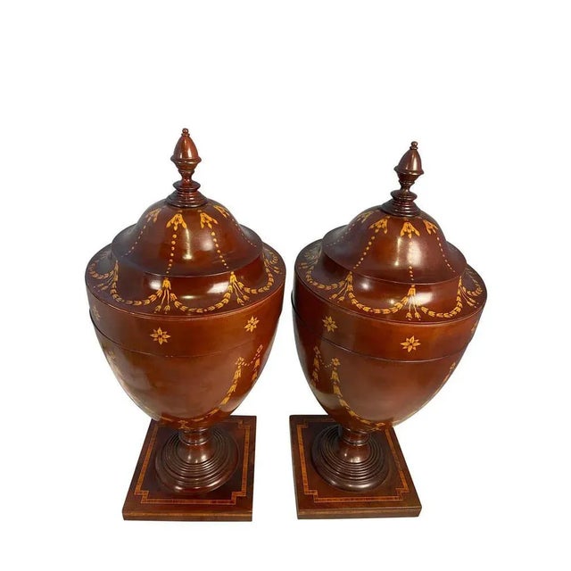 Mahogany Acorn Knife Boxes, 20th Century, Set of 2 For Sale - Image 5 of 15