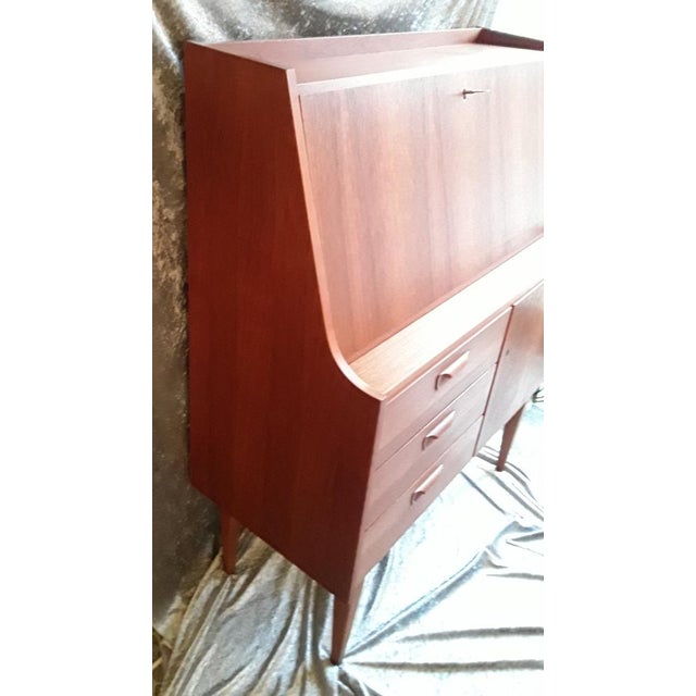 Vintage Scandinavian Secretary with Writing Flap, 3 Drawers & Door in Teak, 1963 For Sale - Image 9 of 14