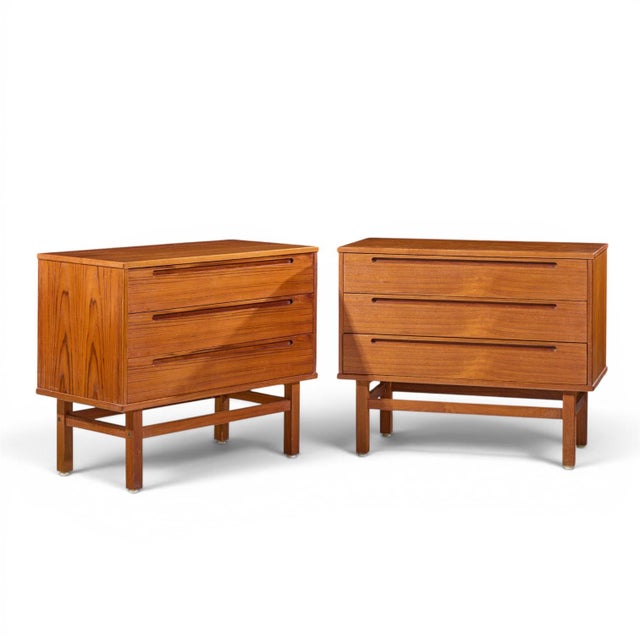 Nils Jonsson for Tørring Møbelfabrik Mid Century Danish Teak Dresser Chest of Drawers - Pair Each chest of drawers...