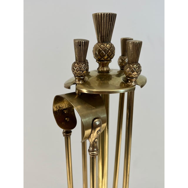 Maison Jansen Pineapple Brass Fireplace Tools For Sale - Image 4 of 12