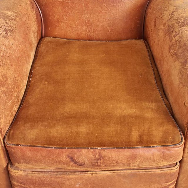 1920s Vintage French Leather Club Chair, 1920s For Sale - Image 5 of 17