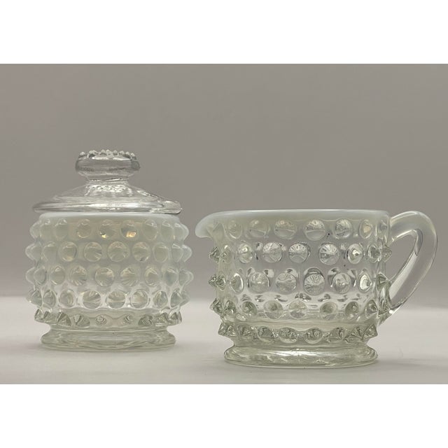 Mid 20th Century Fenton Moonstone Creamer and Sugar Bowl For Sale - Image 12 of 12