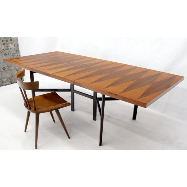 Milo Baughman for Directional Dimond Teak & Walnut Dining Table Gate Legs Base For Sale - Image 9 of 13