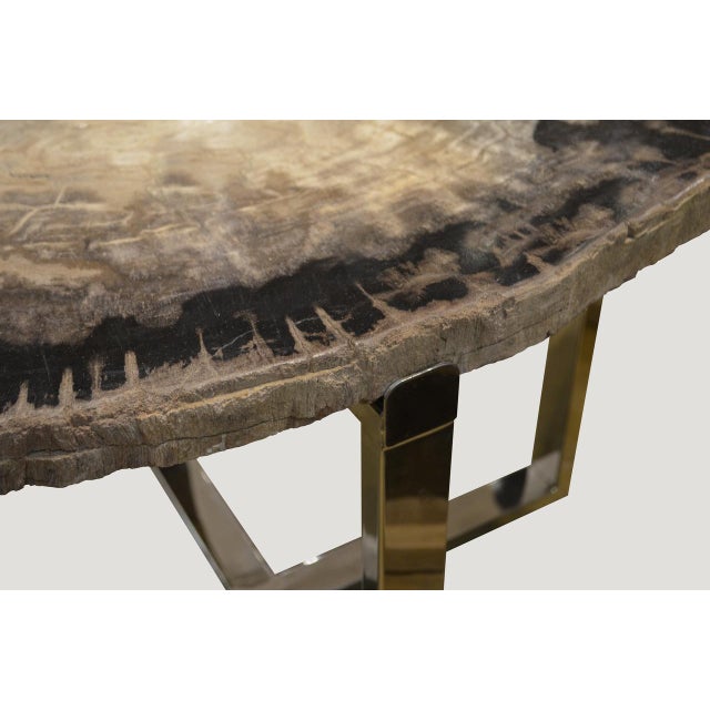 Contemporary Andrianna Shamaris Petrified Wood Slab Side Table For Sale - Image 3 of 5