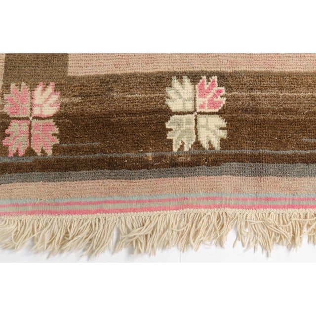 Textile Soft Pink & Earthy Brown Vintage Rug For Sale - Image 7 of 10