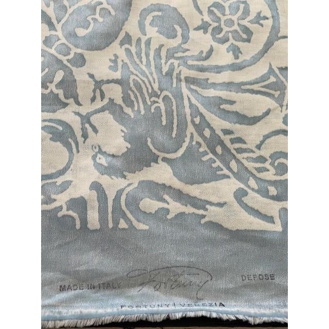 French 17th Century French Design Fortuny Fabric in Azule Blue and Antique White- 4.5 Yards For Sale - Image 3 of 3