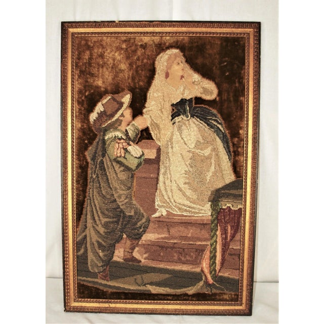 Antique Framed Spanish Beaded Embroidery With Petite Point For Sale - Image 9 of 9