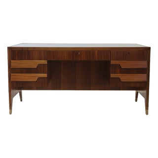 Desk in Wood, Brass and Enamelled Glass by Gio Ponti, 1950 For Sale