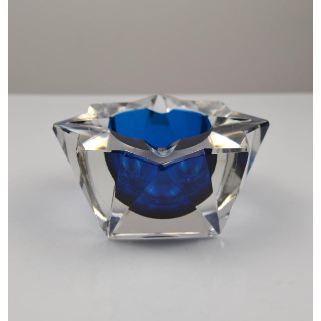 Faceted Crystal Ashtray with Blue Center from Saint Louis, France, 1970s For Sale - Image 9 of 13