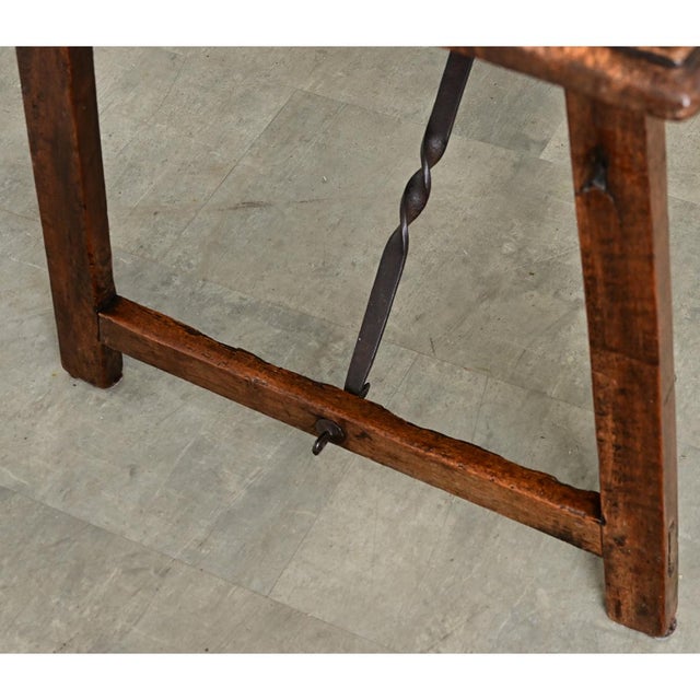 Spanish 18th Century Single Plank Top Walnut & Iron Table For Sale - Image 12 of 12