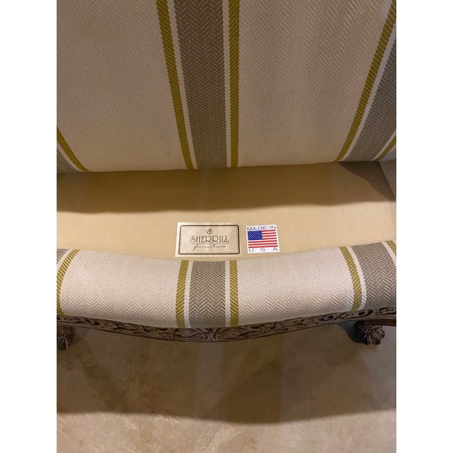 Sand Sherrill Striped Wood Frame Chair For Sale - Image 8 of 9