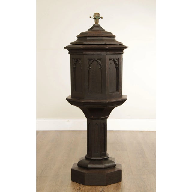 Late 19th Century Antique Gothic Revival Carved Ash Offering Box For Sale - Image 5 of 13