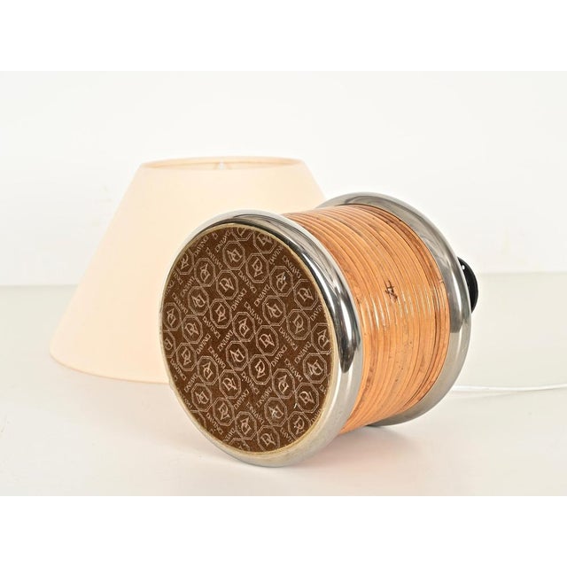 Mid-Century Table Lamp in Rattan and Chrome attributed to Vivai del Sud, Italy, 1970s For Sale - Image 12 of 15