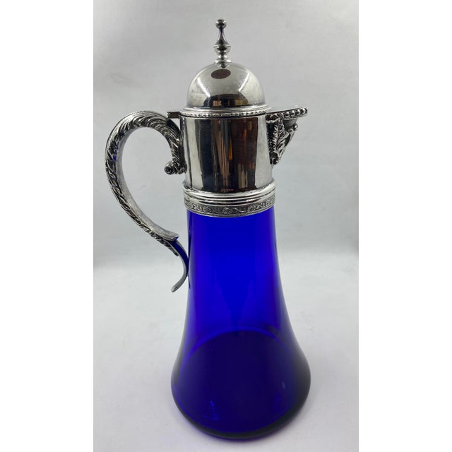 Austrian Vintage Cobalt Blue Glass Jug For Sale - Image 10 of 11