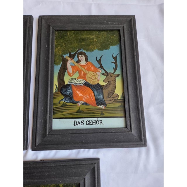German Reverse Glass Paintings, Set of 5 For Sale - Image 6 of 10