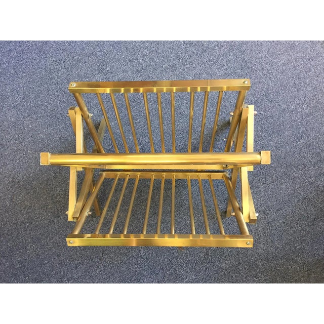 1960s Mid-Century Modern Brass Campaign Style Folding Magazine Stand For Sale - Image 5 of 9