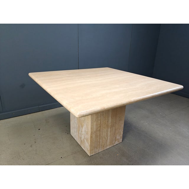 Vintage Square Travertine Dining Table, 1970s For Sale - Image 6 of 7