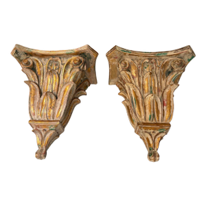 Large Regency Gilded Wall Brackets/ Shelves - a Pair