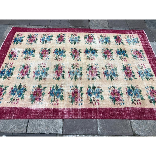 1960s 1960s Vintage Turkish Oushak Hand-Knotted Rug - 5′9″ × 8′6″ For Sale - Image 5 of 9