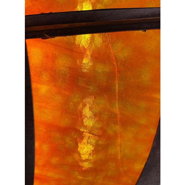 Large French Round Stained Glass Chandelier, 1900s For Sale - Image 4 of 17